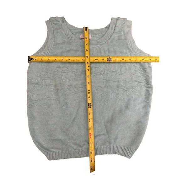 Vintage Queens Way Knitted Cropped Vest Sweater, Sage Pullover, Small V Neck - Picture 4 of 6